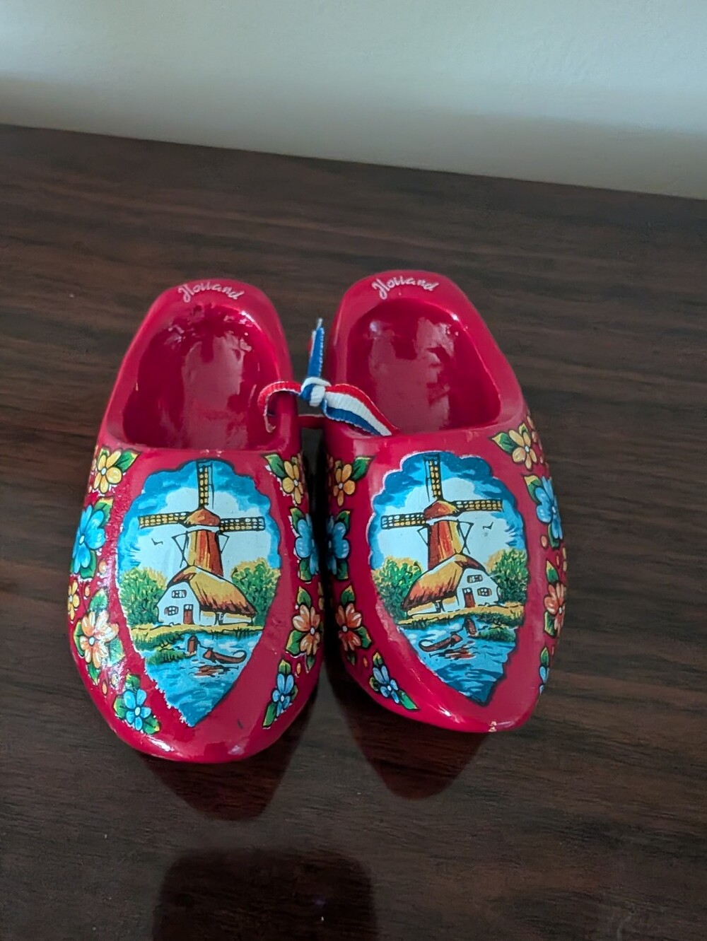 Mini Red Wooden Dutch Shoes